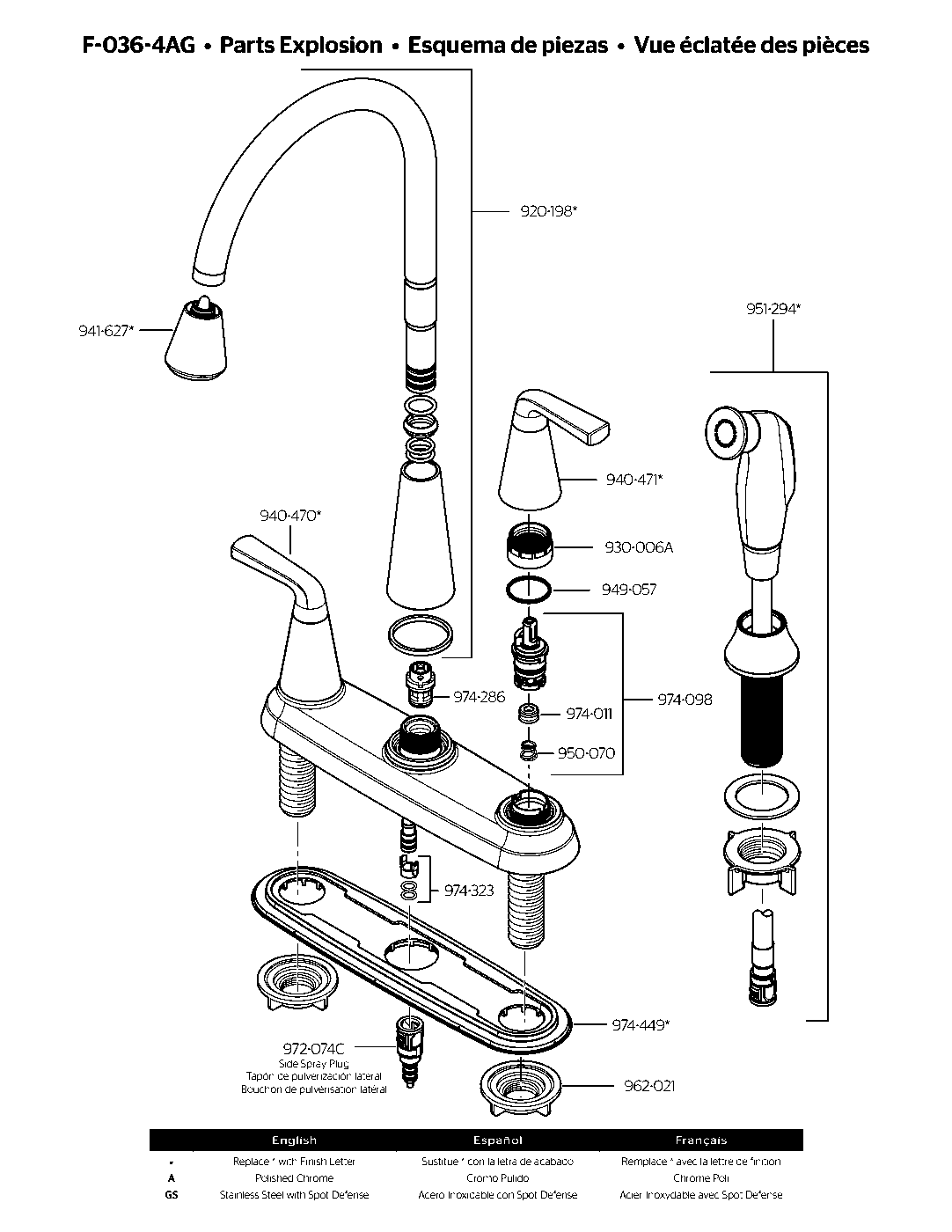 Allegan 2-Handle Kitchen Faucet parts diagram