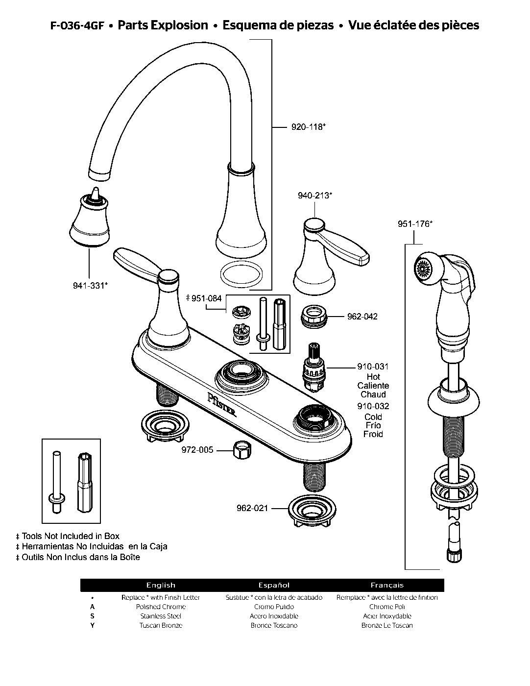Glenfield 2-Handle Kitchen Faucet parts diagram