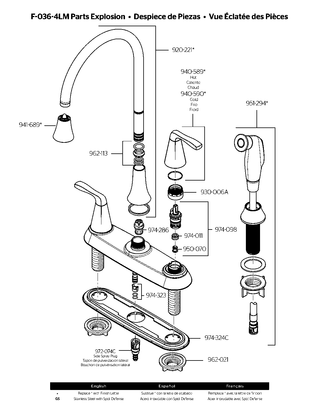 Lima 2-Handle Kitchen Faucet parts diagram