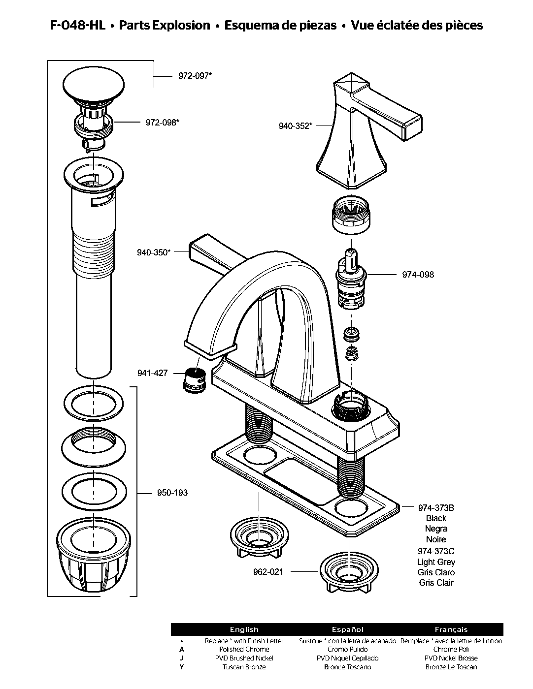 Halifax 2-Handle 4" Centerset Bathroom Faucet parts diagram
