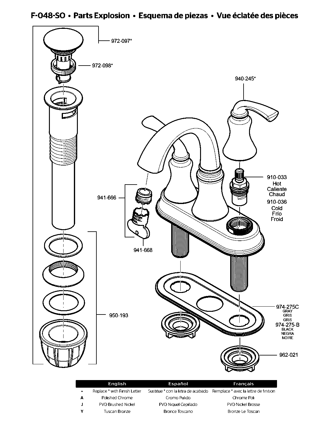 Solita 2-Handle 4" Centerset Bathroom Faucet parts diagram
