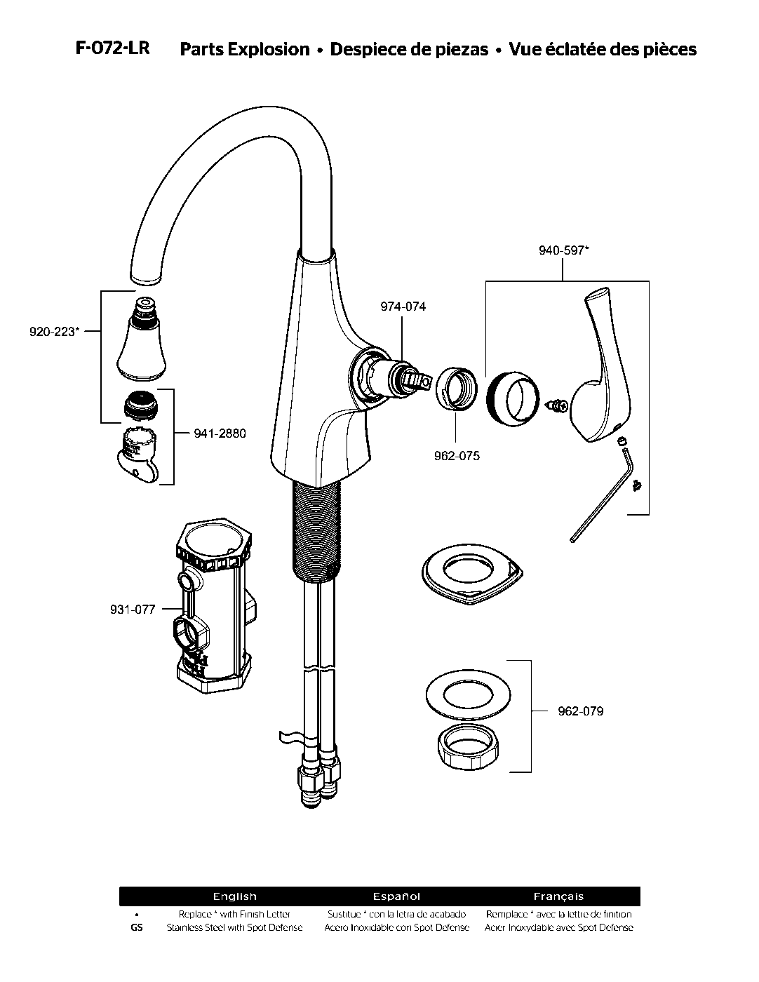Ladera 1-Handle Bar & Prep Faucet parts diagram