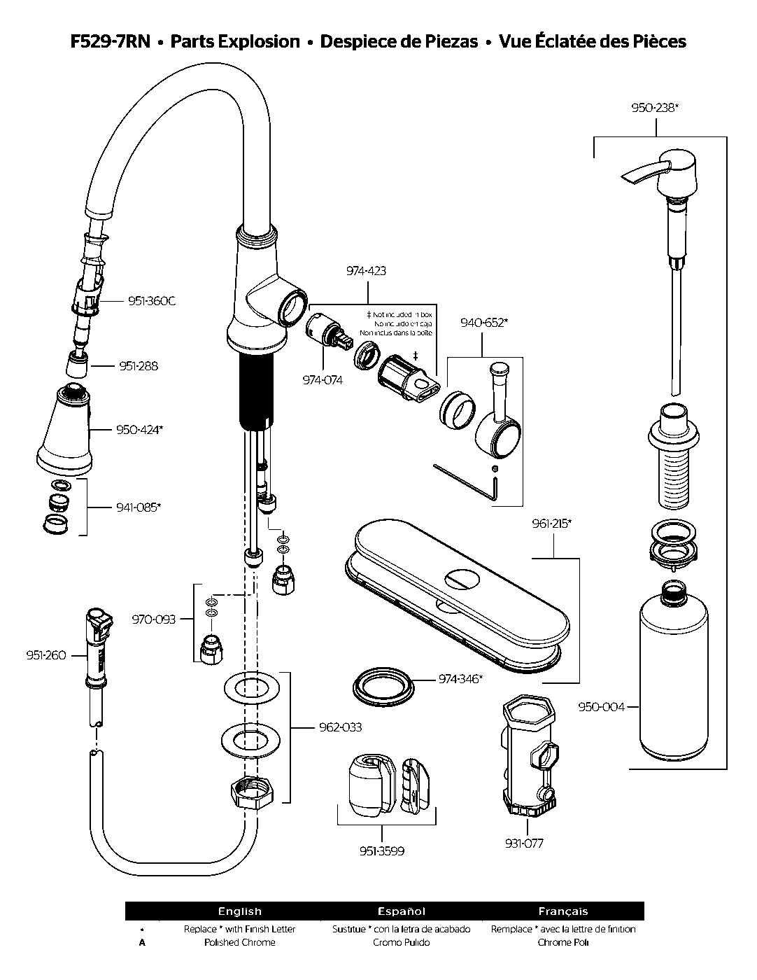 Renato 1-Handle Pull-Down Kitchen Faucet parts diagram