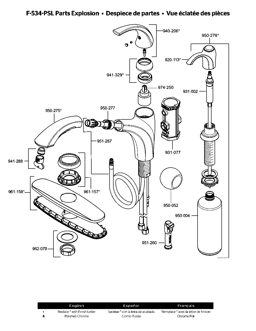 Selia 1-Handle Pull-Out Kitchen Faucet parts diagram