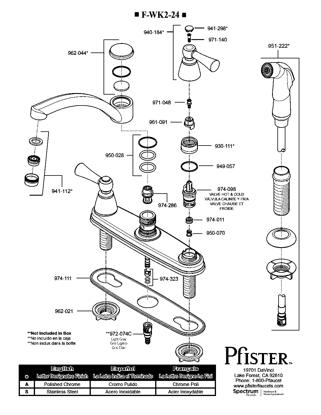Hollis 2-Handle Kitchen Faucet parts diagram