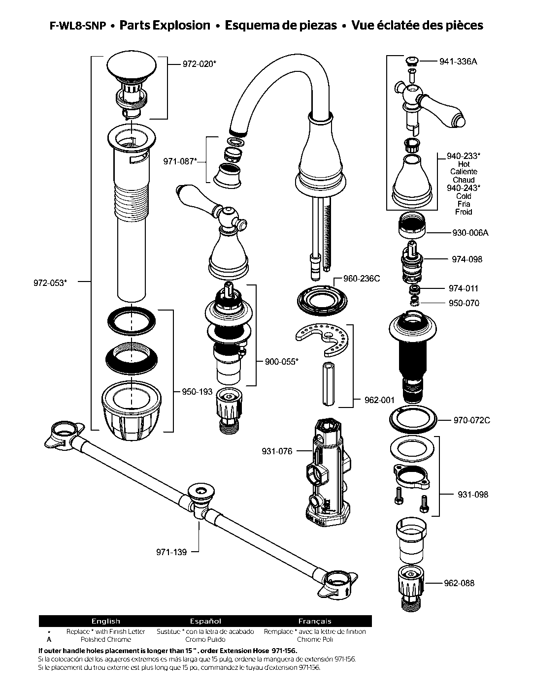 Sonterra 2-Handle 8" Widespread Bathroom Faucet parts diagram