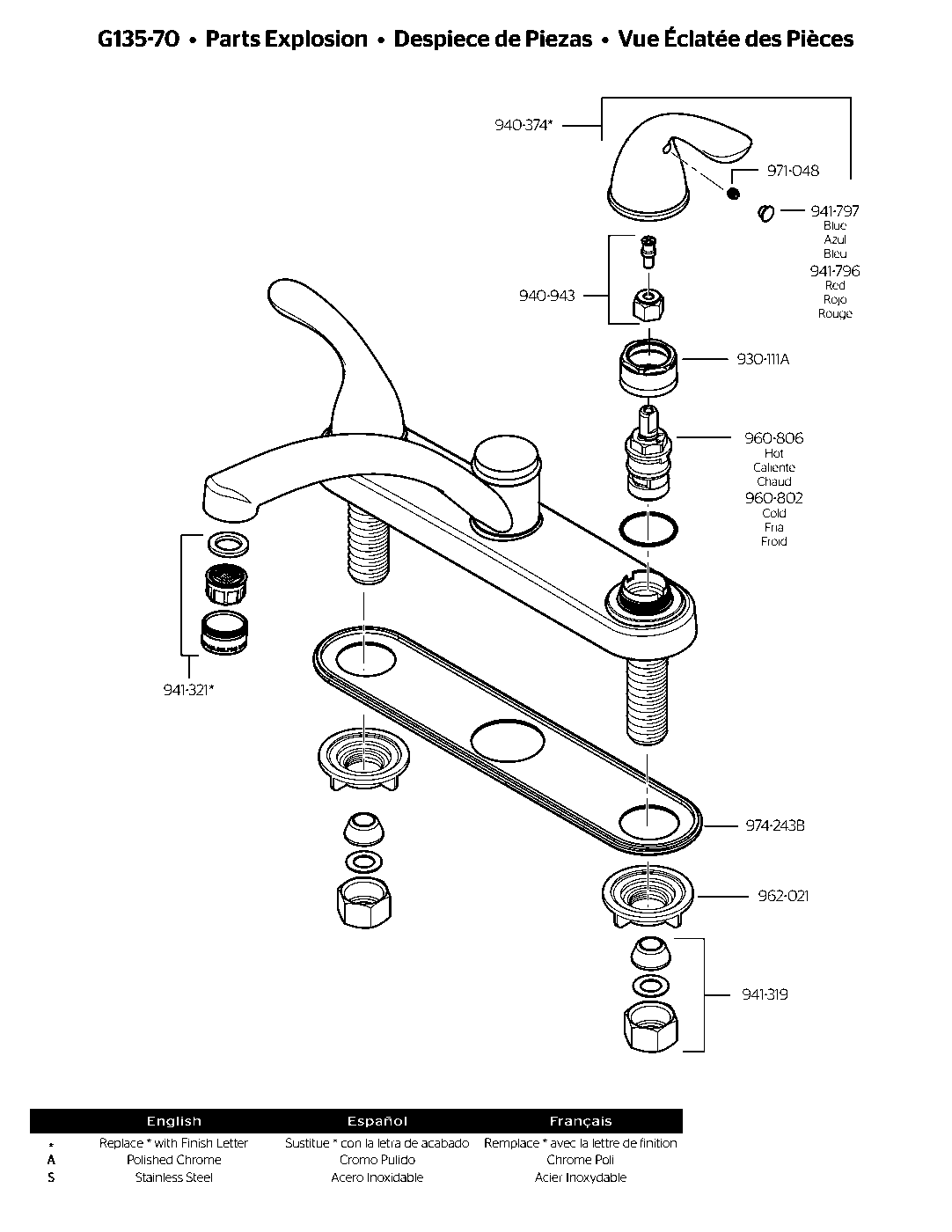 Pfirst Series 2-Handle Kitchen Faucet exploded parts diagram