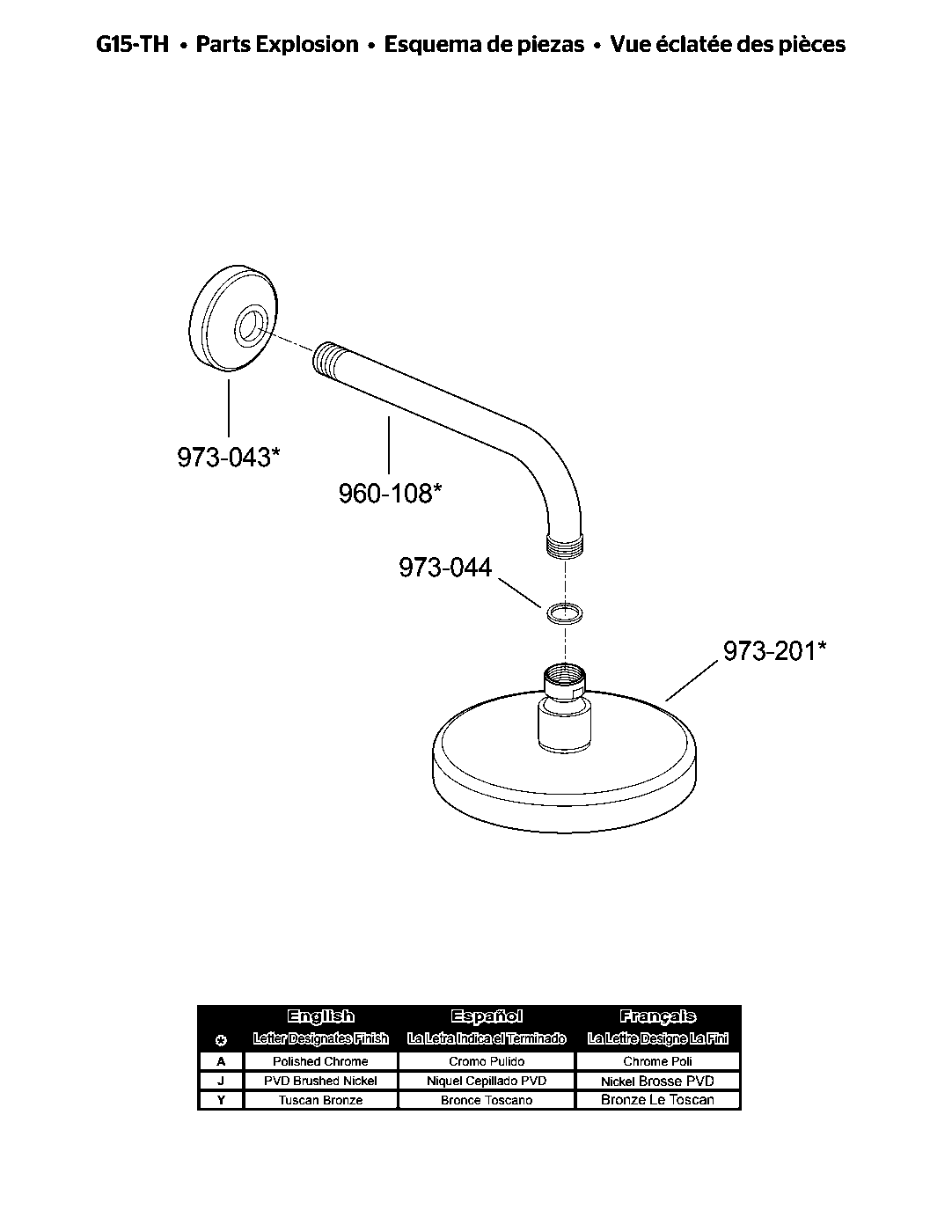 Pfister Single Function Raincan Showerhead parts diagram