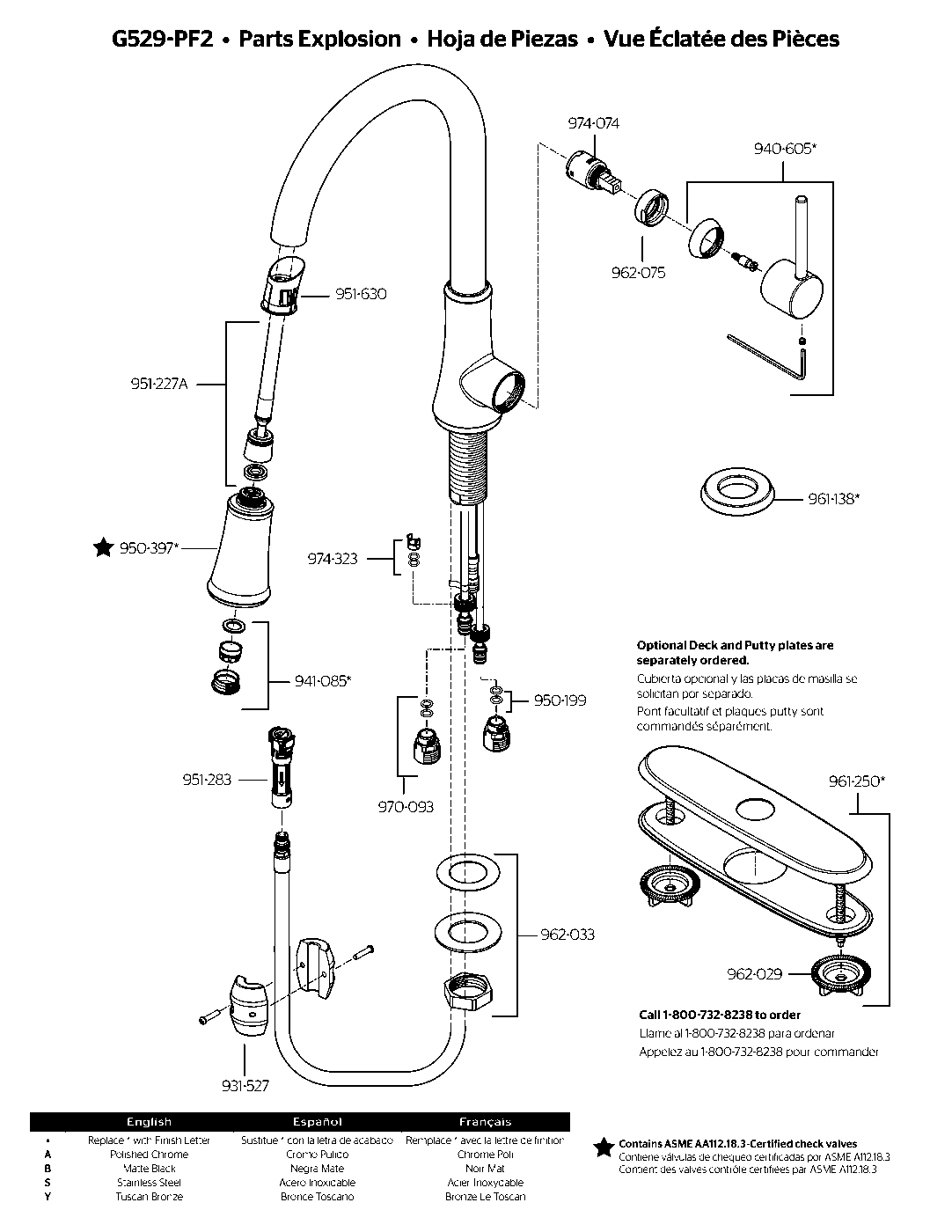 Pfirst Series 1-Handle Pull-Down Kitchen Faucet exploded parts diagram