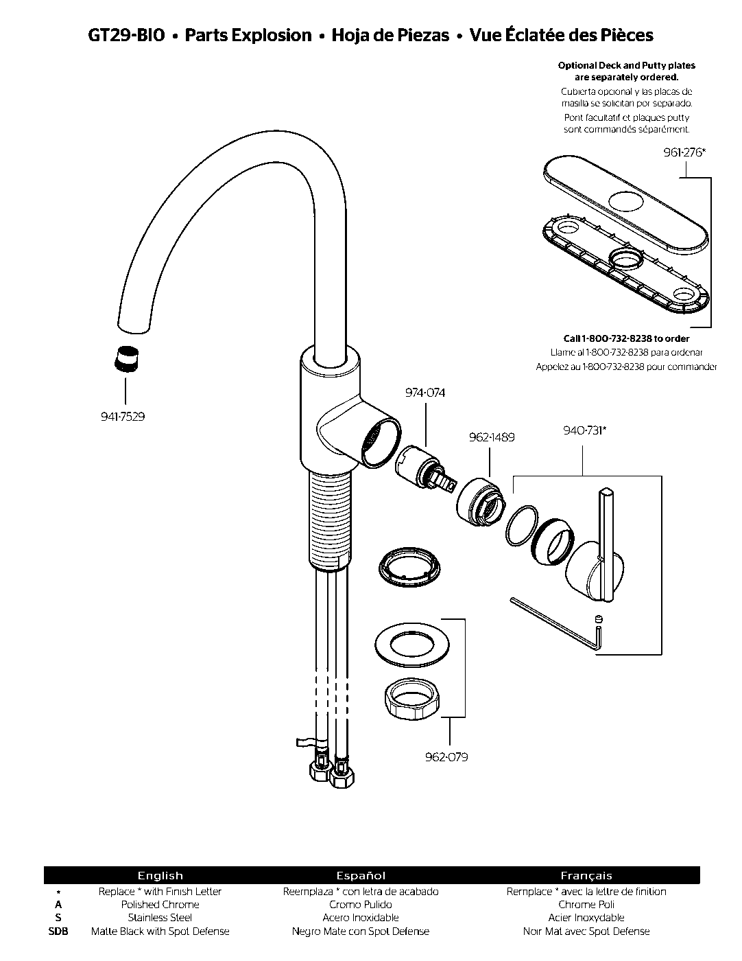 Brislin 1-Handle Kitchen Faucet parts diagram