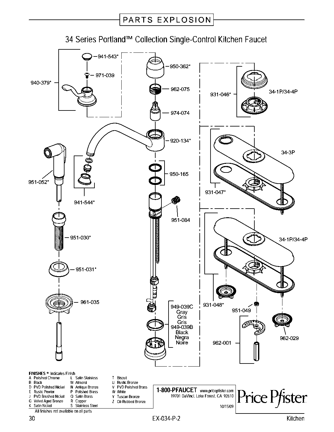 Portland 1-Handle Kitchen Faucet parts diagram