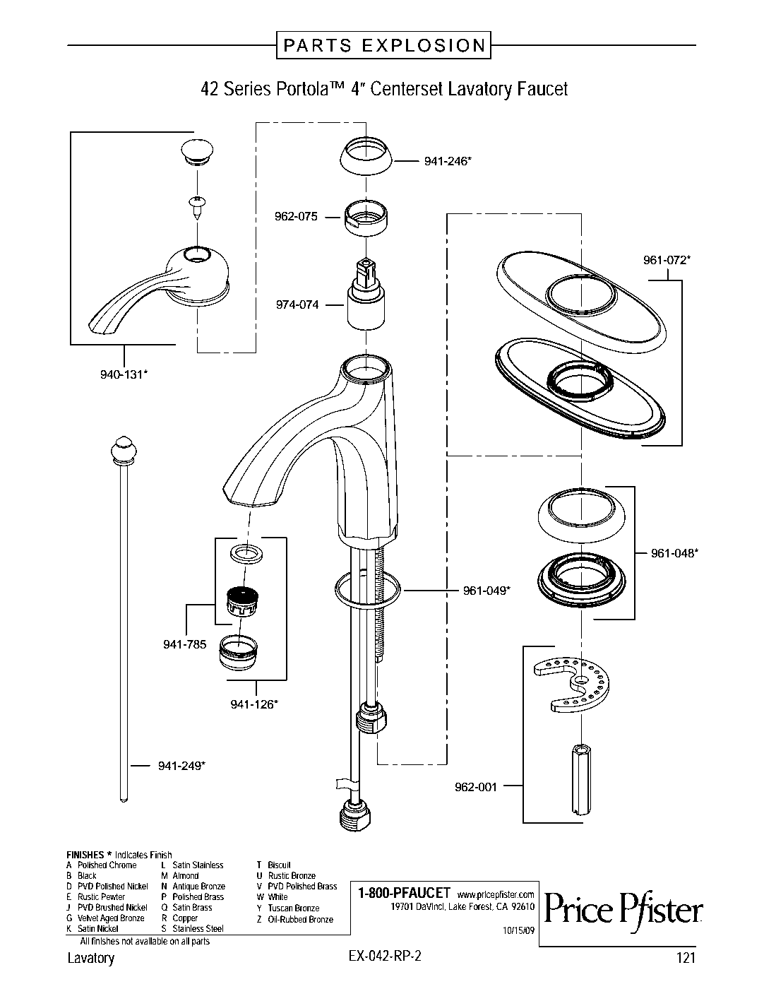 Portola Single Control Bathroom Faucet parts diagram