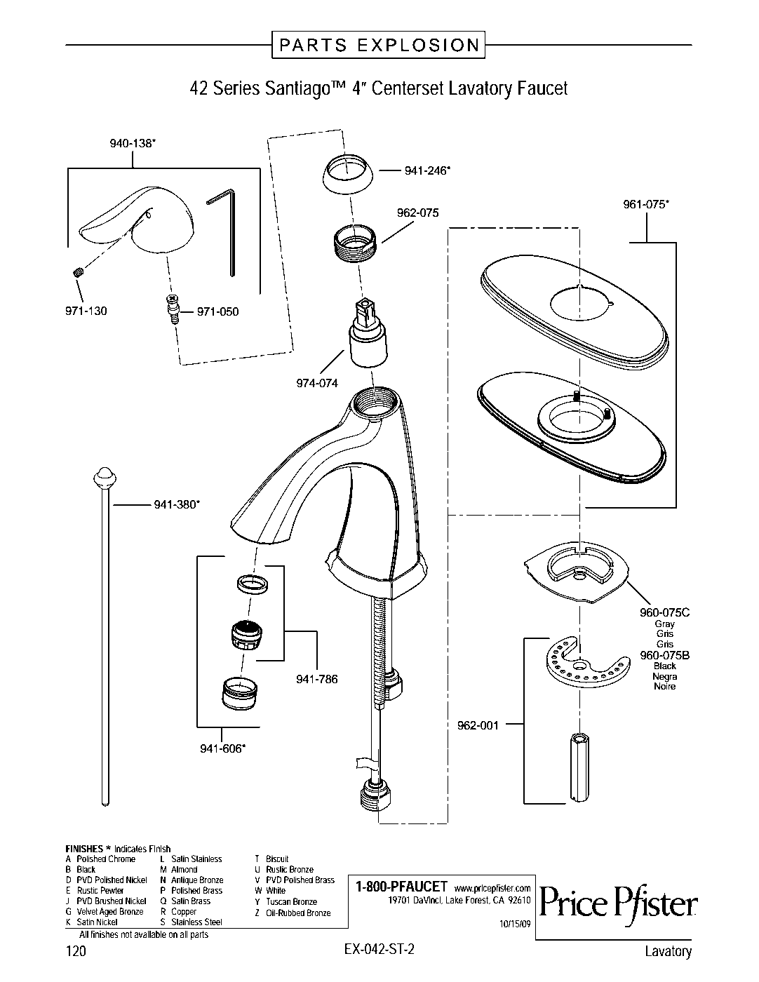 Santiago Single Control Bathroom Faucet parts diagram