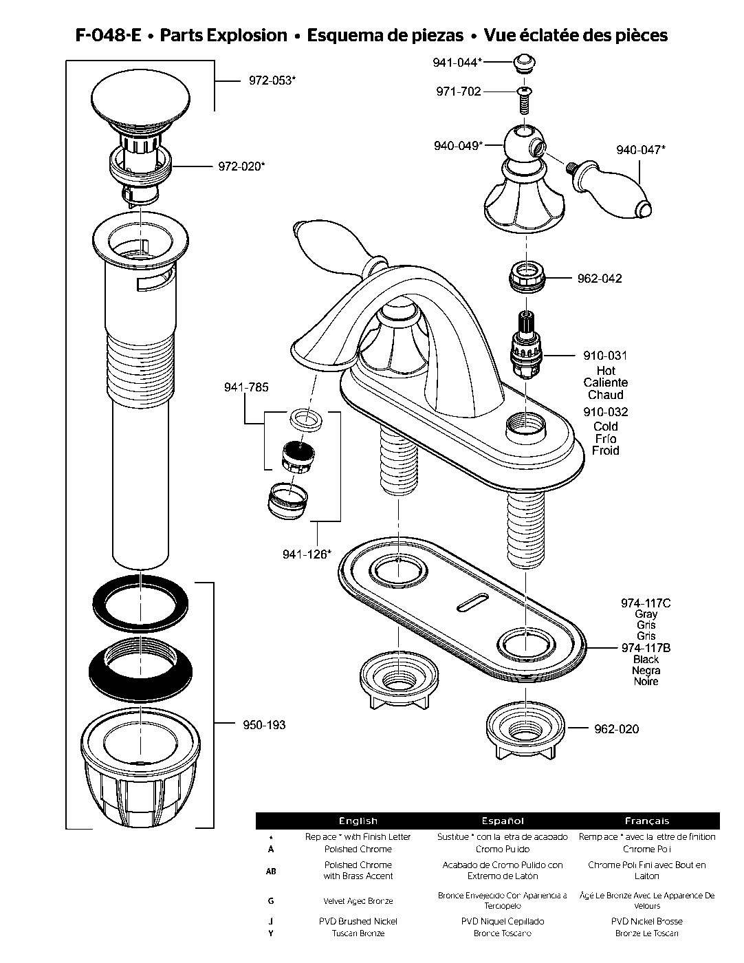 Catalina 2-Handle 4" Centerset Bathroom Faucet parts diagram