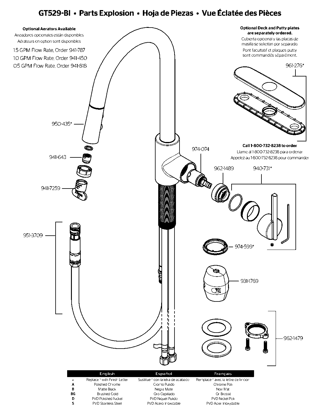 Brislin 1-Handle Pull-Down Kitchen Faucet exploded parts diagram
