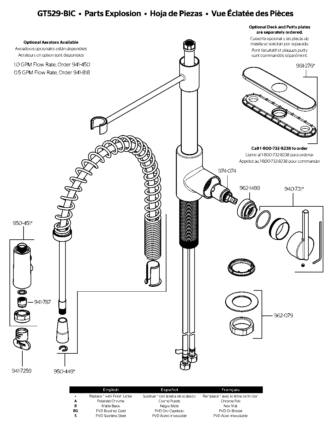 Brislin 1-Handle Culinary Pull-Down Kitchen Faucet exploded parts diagram