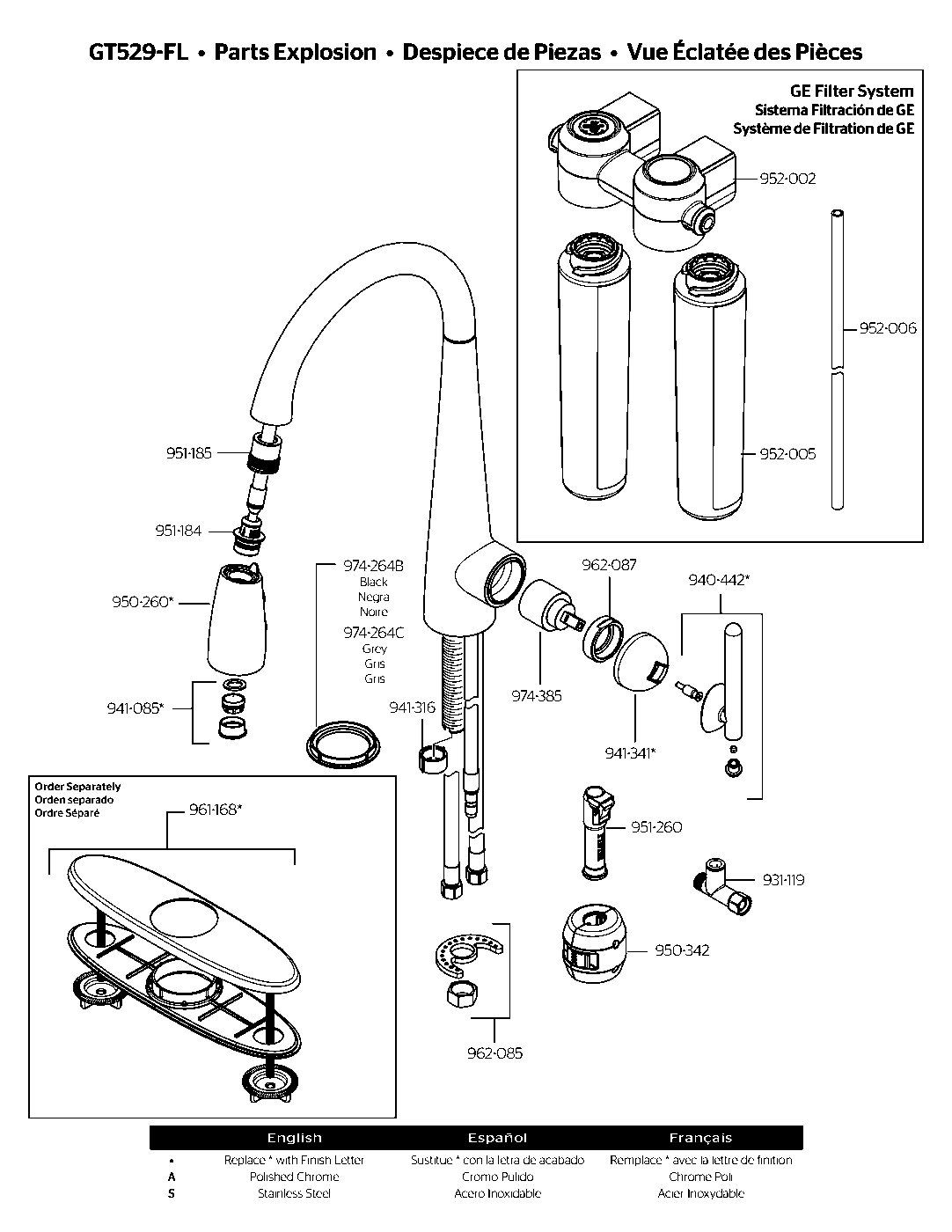 Lita 1-Handle Pull-Down Kitchen Faucet parts diagram