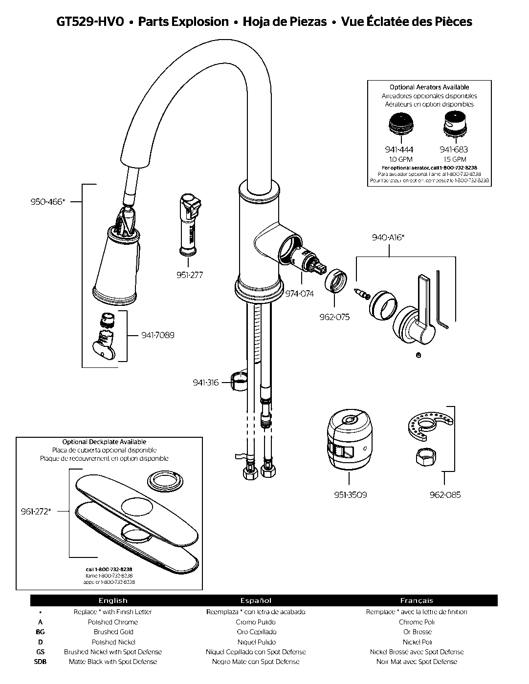 Havenridge 1-Handle Pull-Down Kitchen Faucet parts diagram