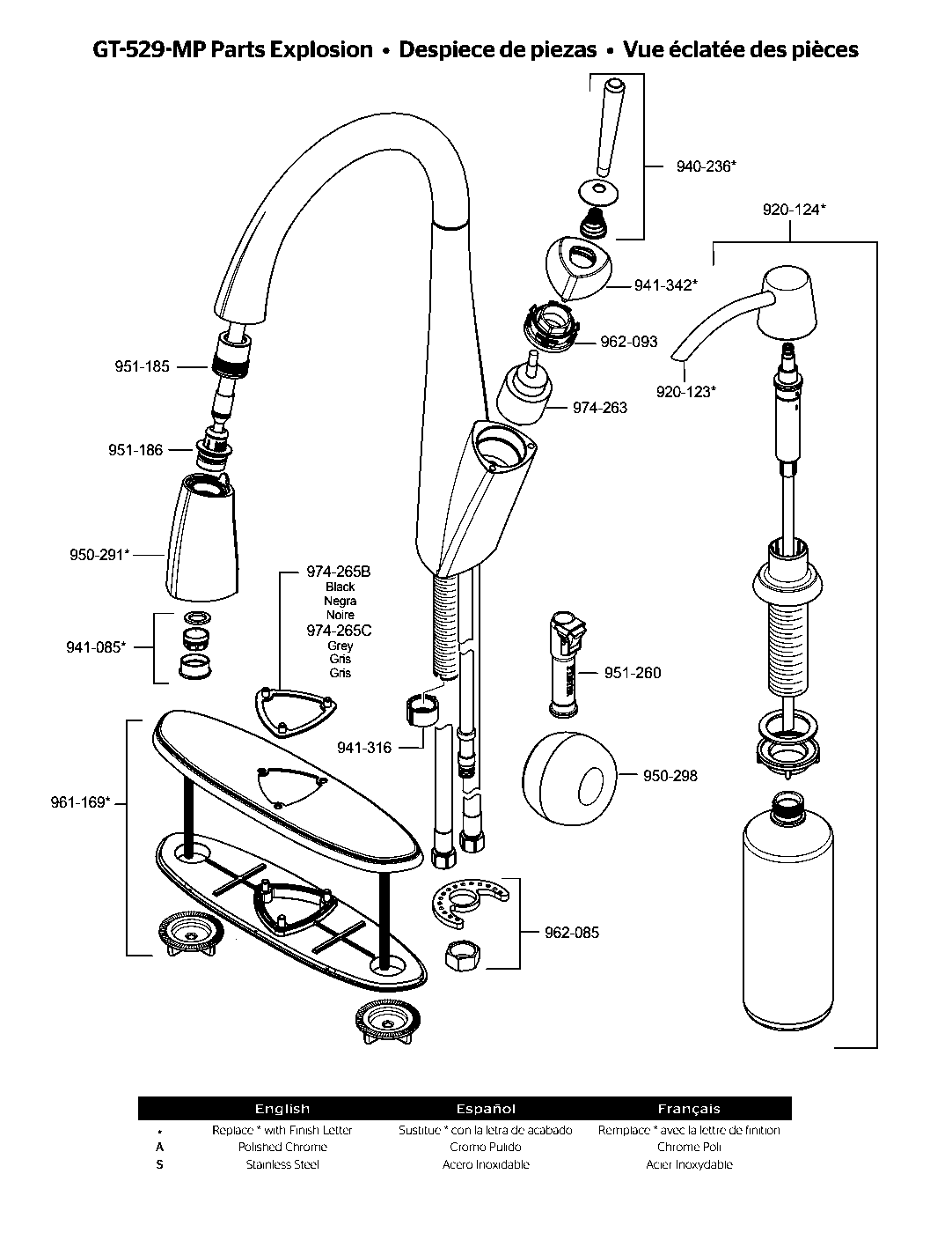 Zuri 1-Handle Pull-Down Kitchen Faucet parts diagram