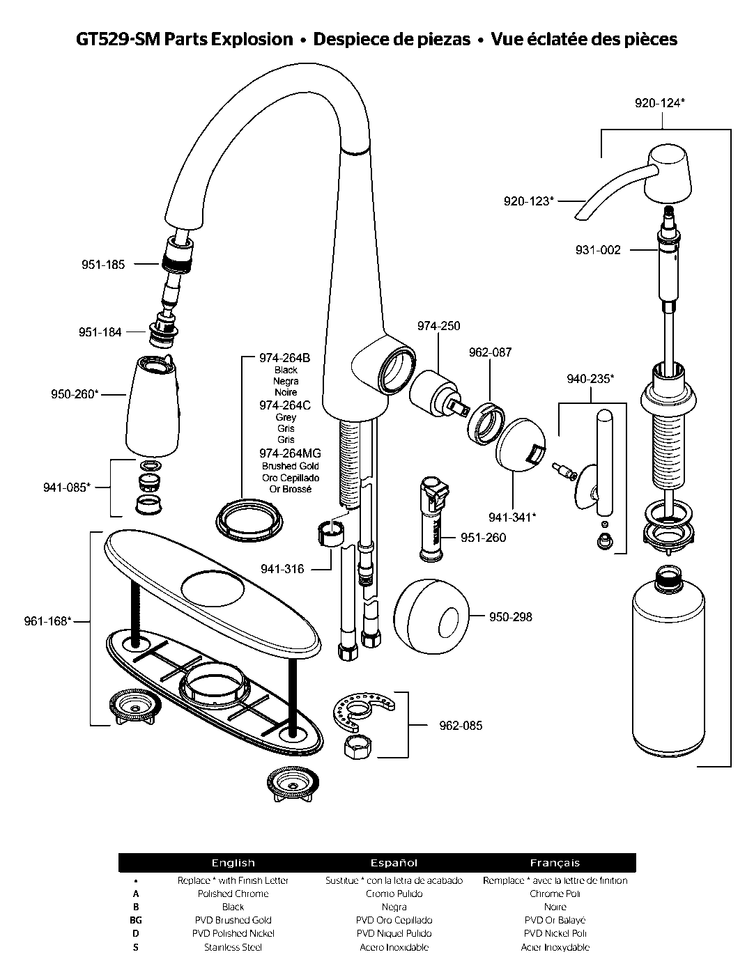 Lita 1-Handle Pull-Down Kitchen Faucet parts diagram