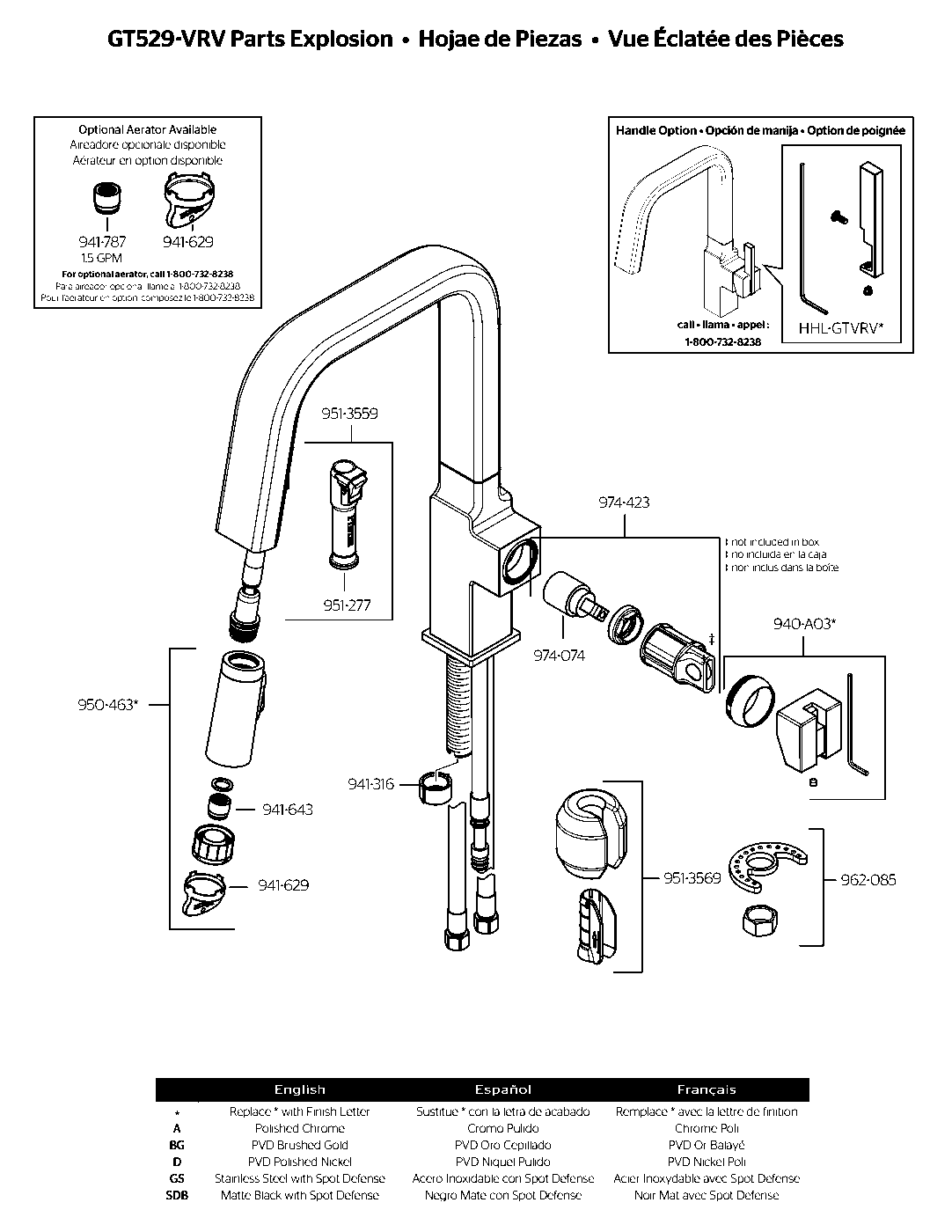 Verve 1-Handle Pull-Down Kitchen Faucet exploded parts diagram