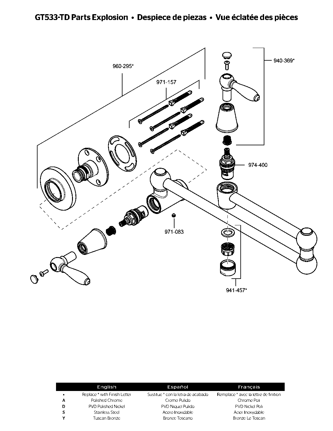 Port Haven Pot Filler exploded parts diagram