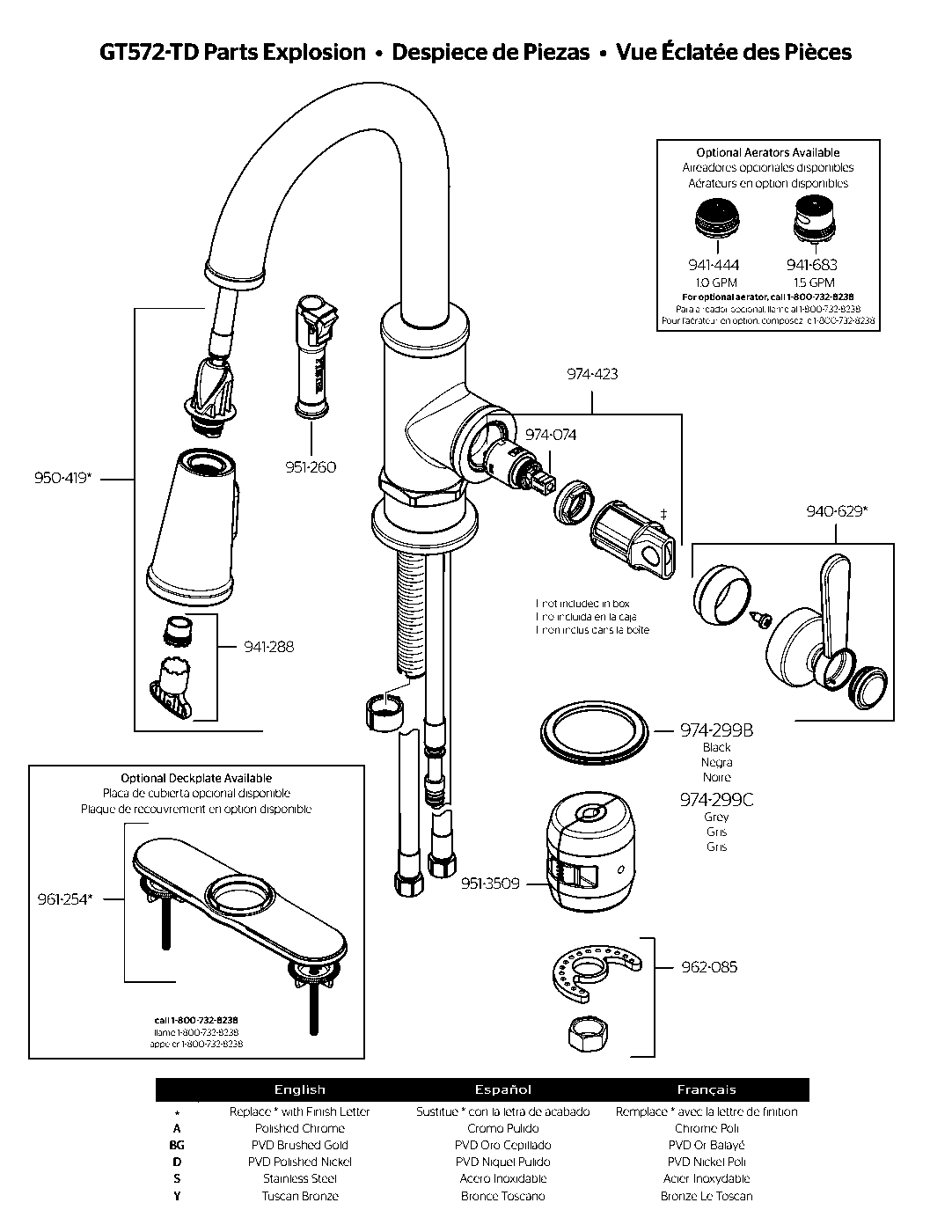 Port Haven 1-Handle Pull-Down Bar & Prep Faucet exploded parts diagram