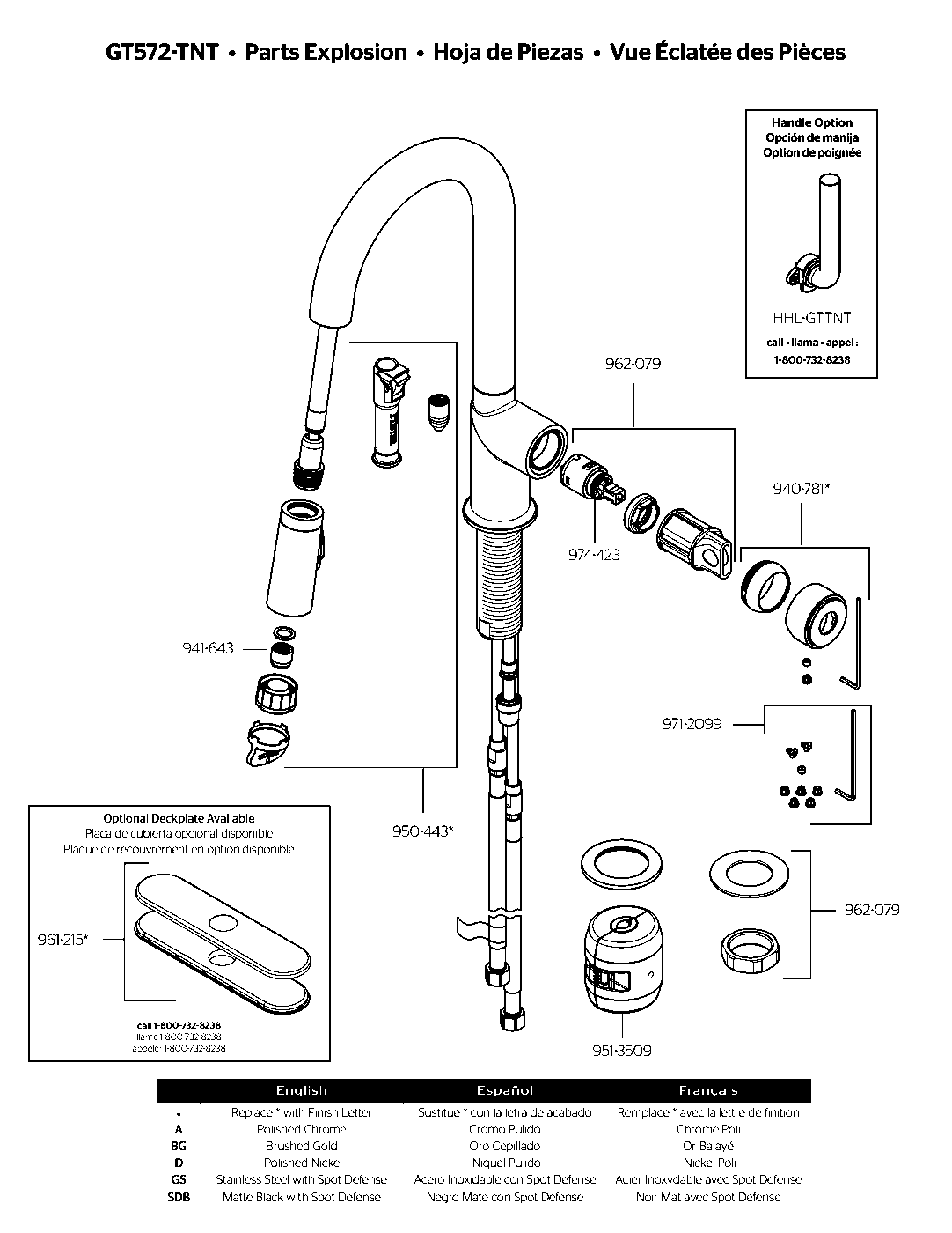 Tenet 1-Handle Pull-Down Bar & Prep Faucet exploded parts diagram