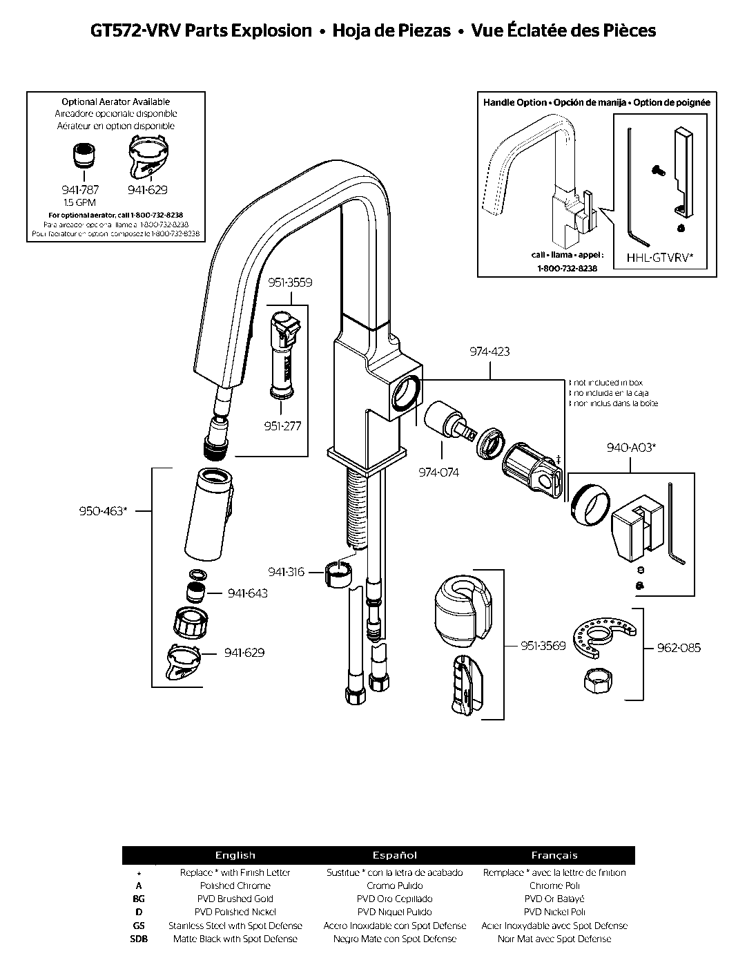 Verve 1-Handle Pull-Down Bar & Prep Faucet exploded parts diagram