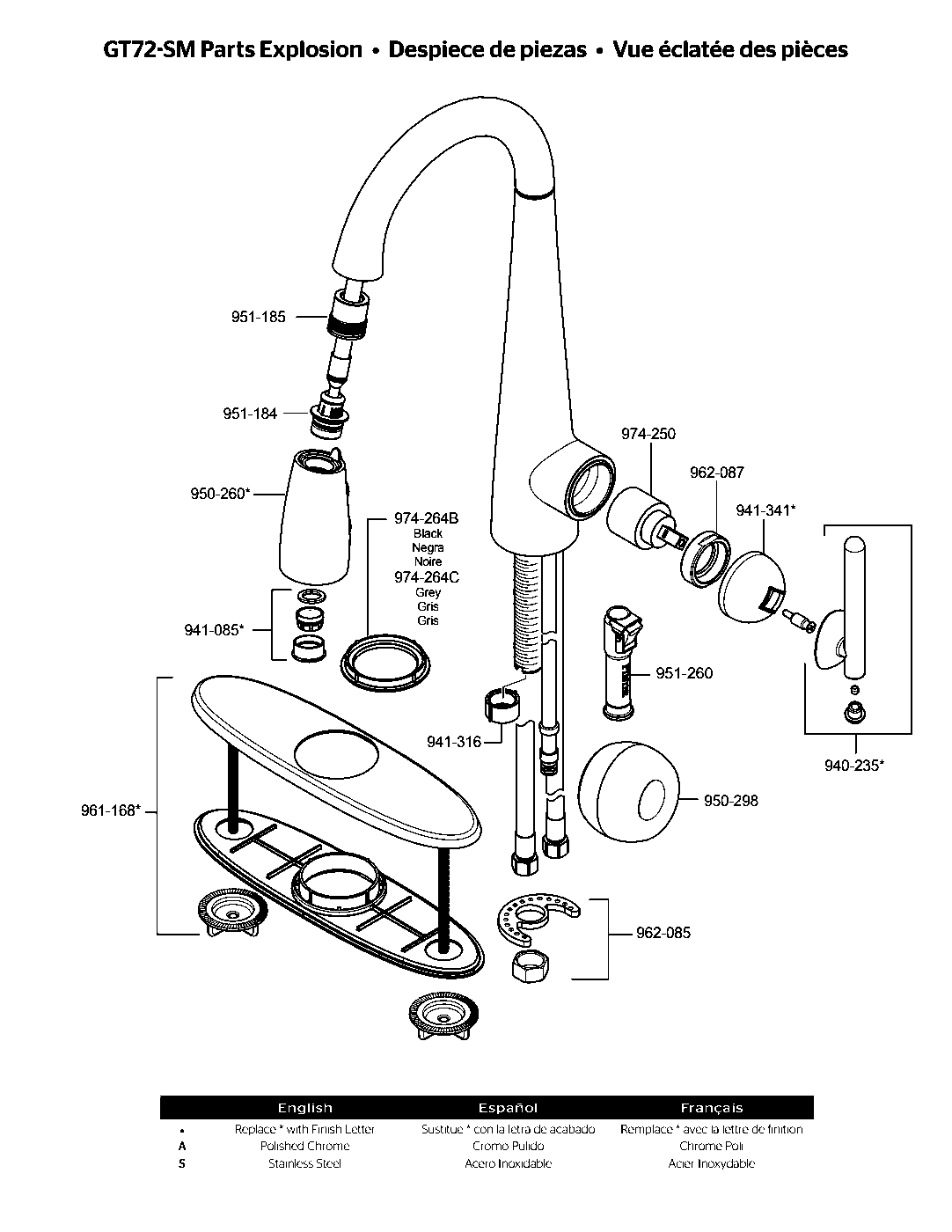 Lita 1-Handle Pull-Down Bar & Prep Faucet parts diagram