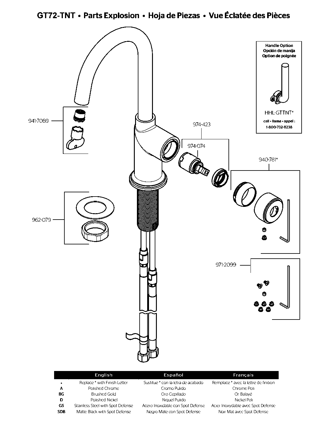 Tenet 1-Handle Bar & Prep Faucet exploded parts diagram