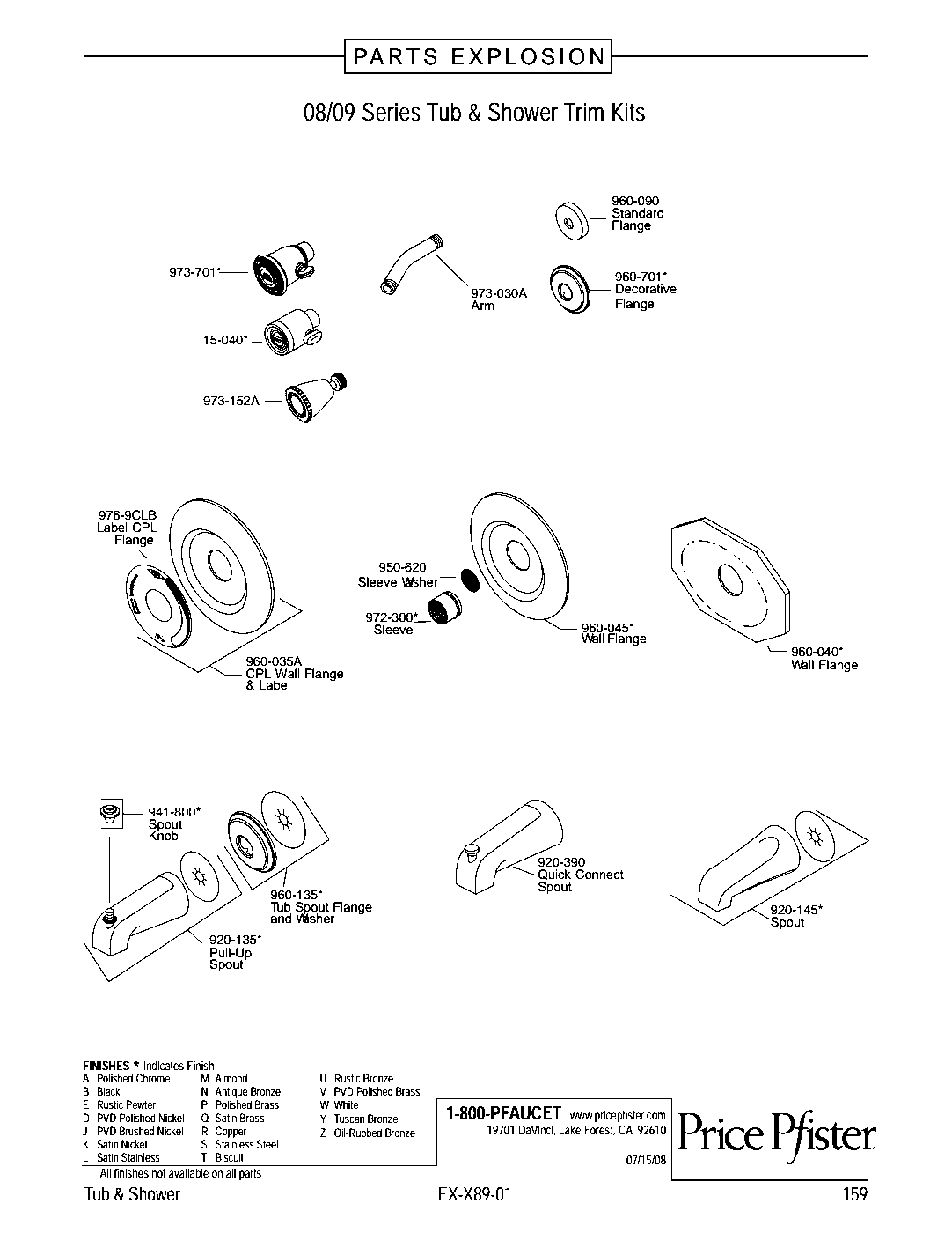 Parisa 1-Handle Tub & Shower Trim Kit parts diagram