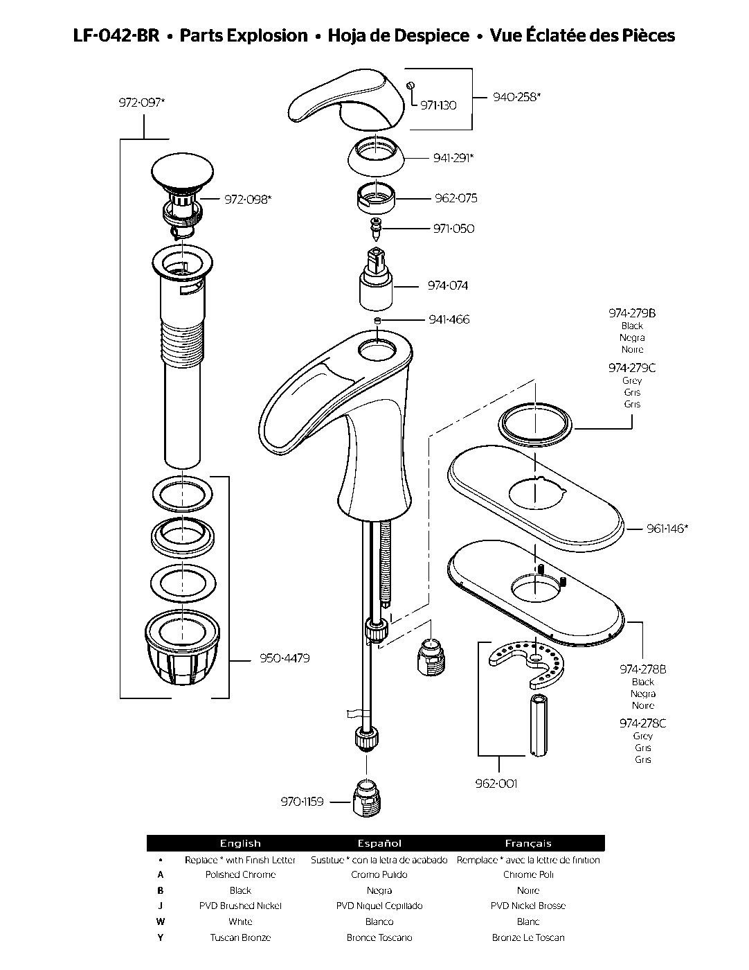 Brea Single Control Bathroom Faucet parts diagram