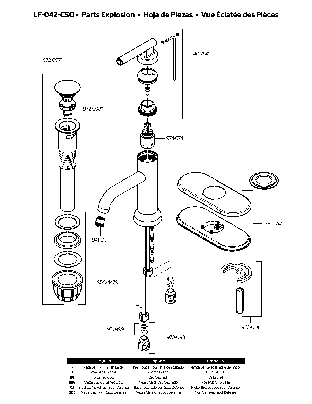 Capistrano Single Control Bathroom Faucet parts diagram