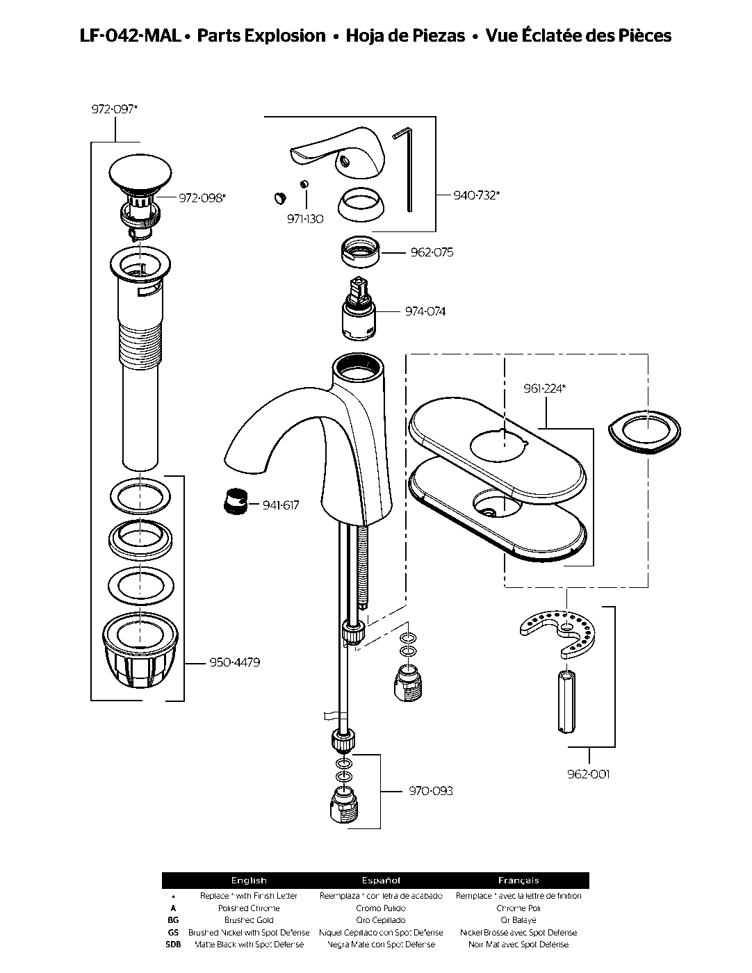 Willa Single Control Bathroom Faucet parts diagram