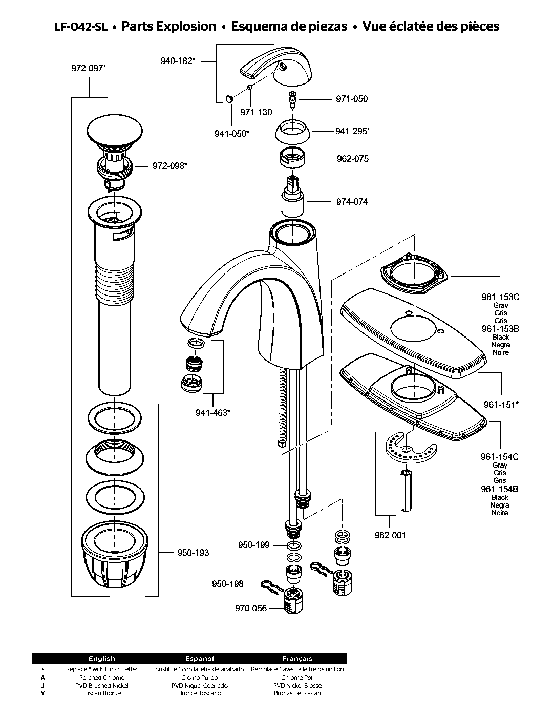 Selia Single Control Bathroom Faucet parts diagram