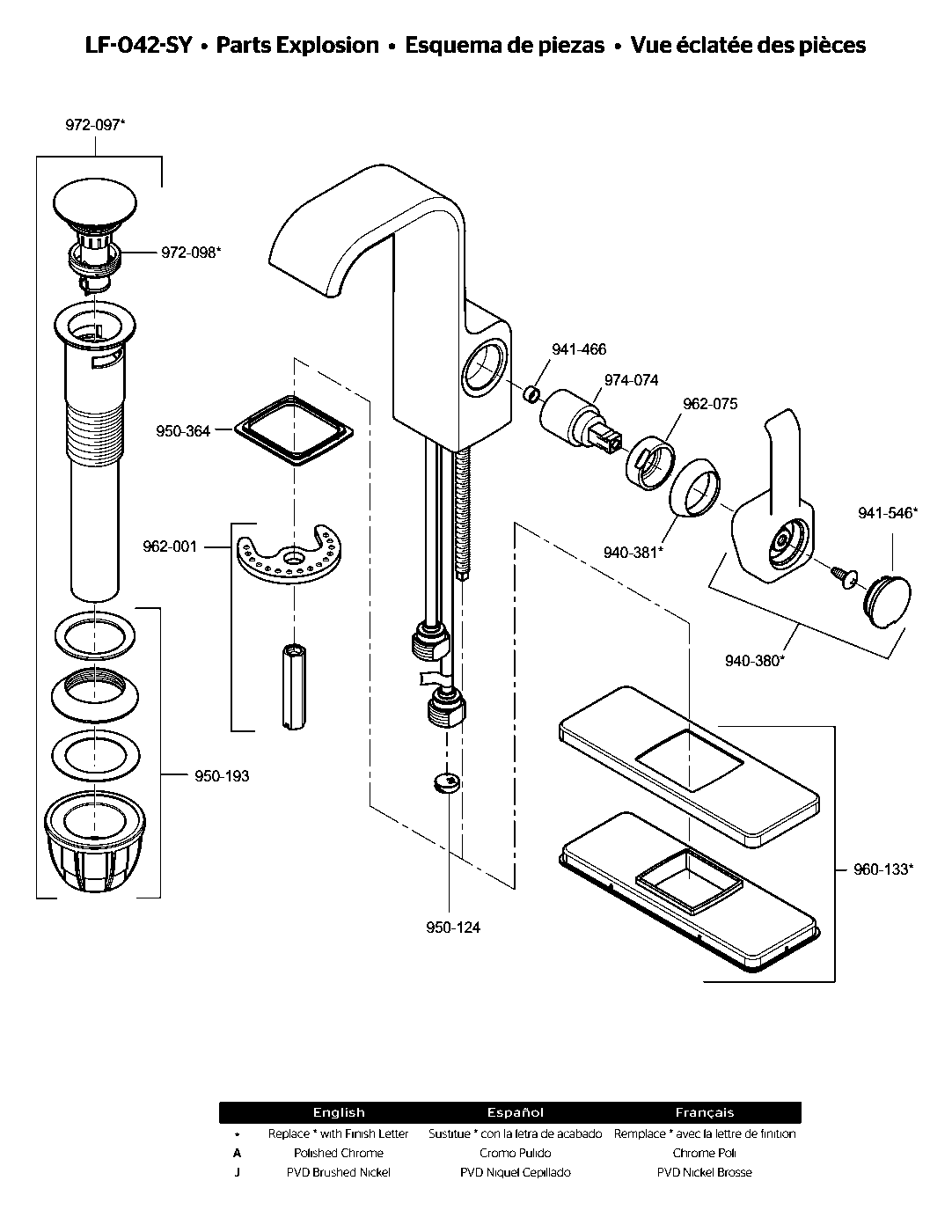 Skye Single Control Bathroom Faucet parts diagram
