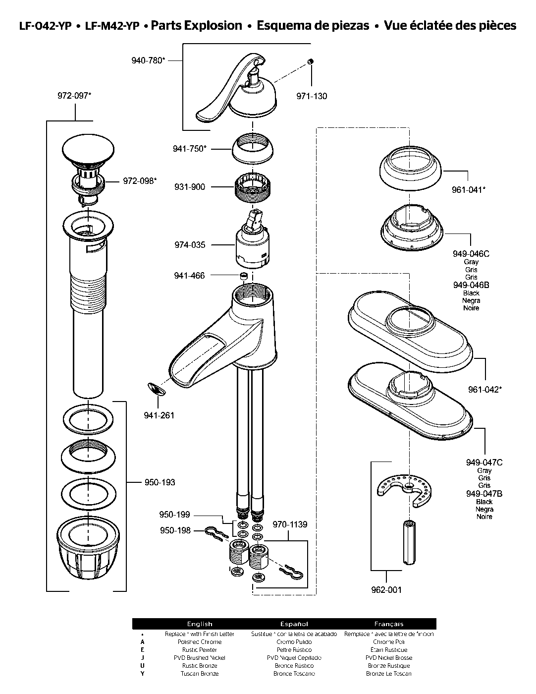 Ashfield Single Control Bathroom Faucet parts diagram