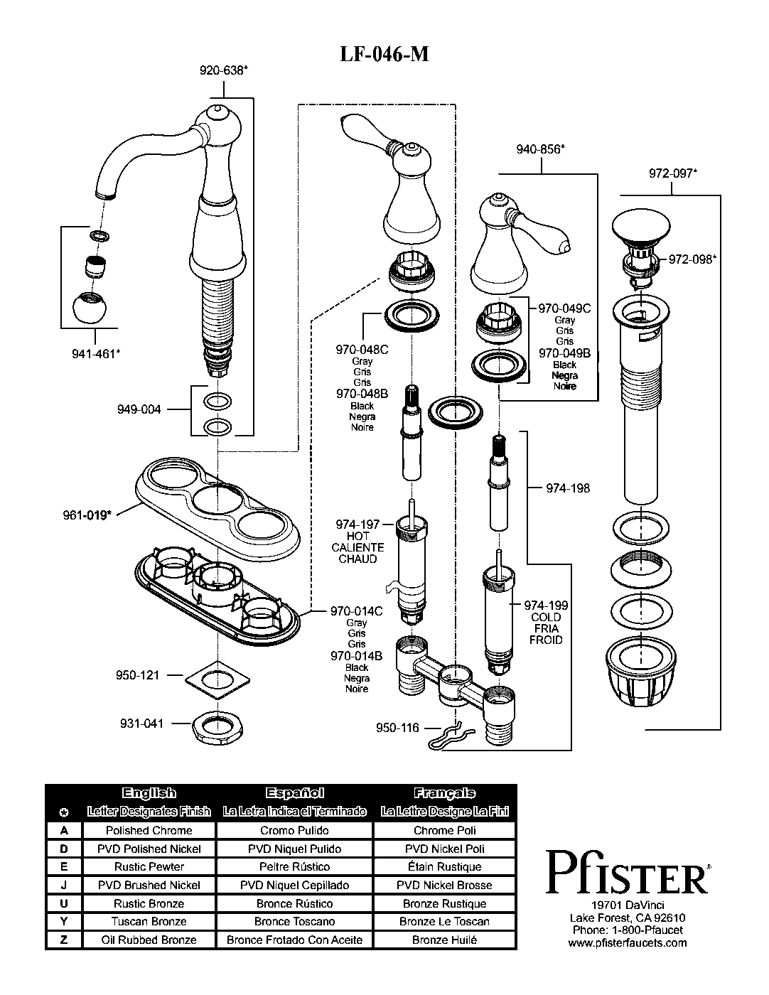 Marielle 2-Handle 4" Mini-Widespread Bathroom Faucet parts diagram