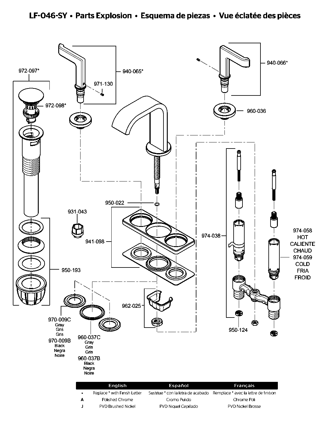 Skye 2-Handle 4" Mini-Widespread Bathroom Faucet parts diagram
