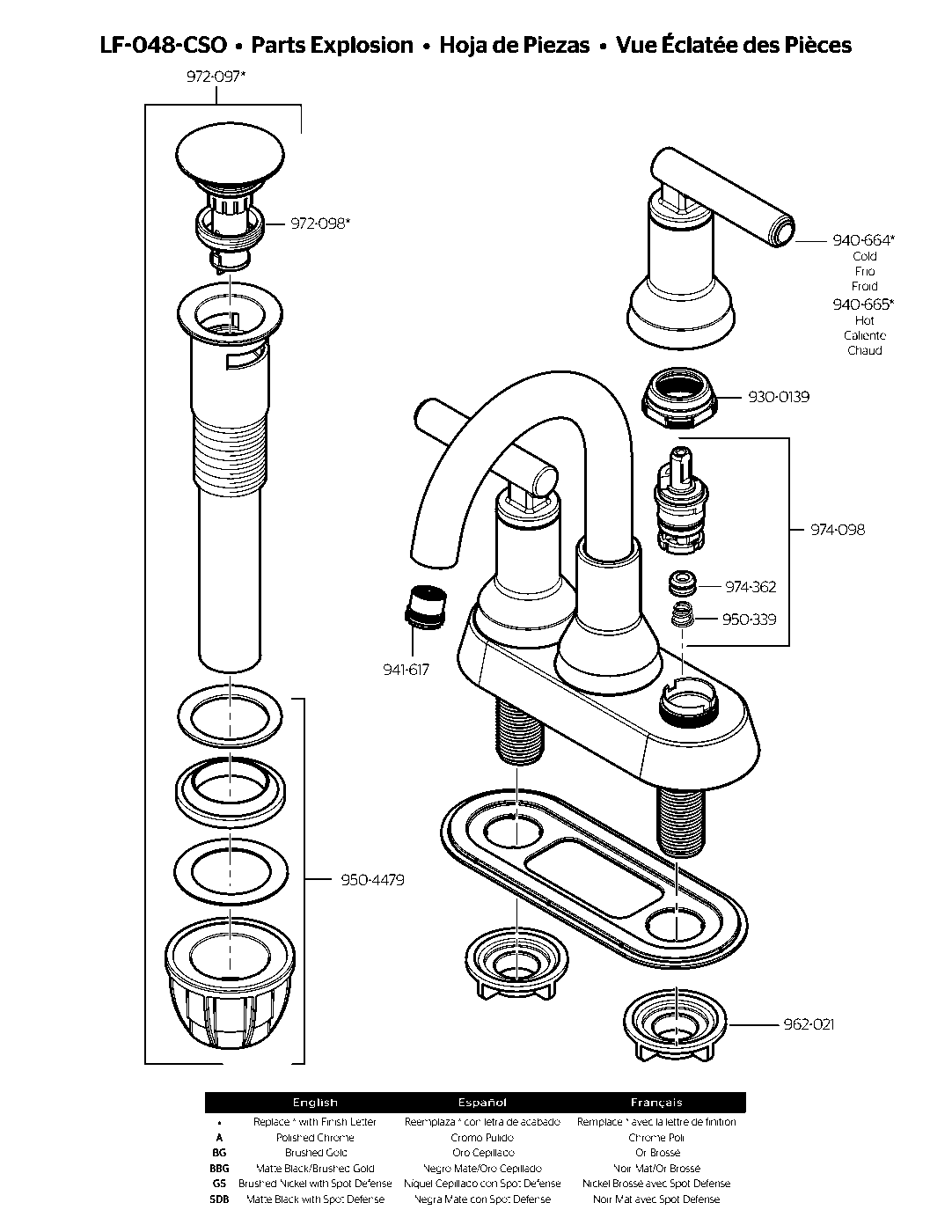 Capistrano 2 Handle 4" Centerset Faucet exploded parts diagram