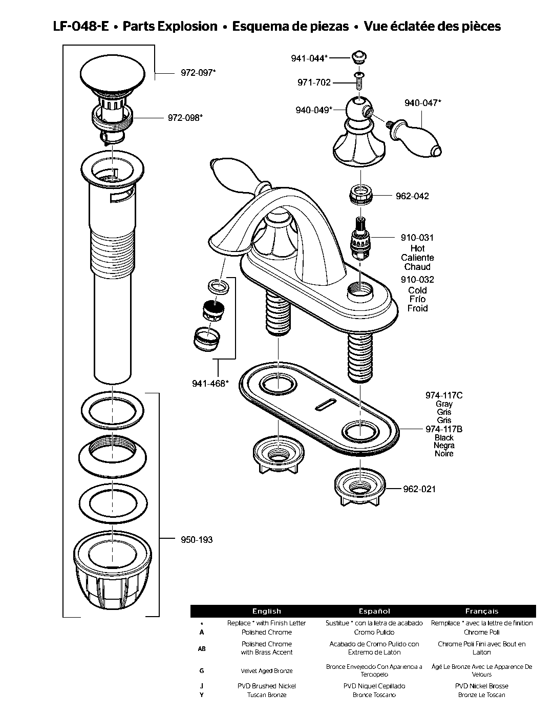 Catalina 2-Handle 4" Centerset Bathroom Faucet parts diagram