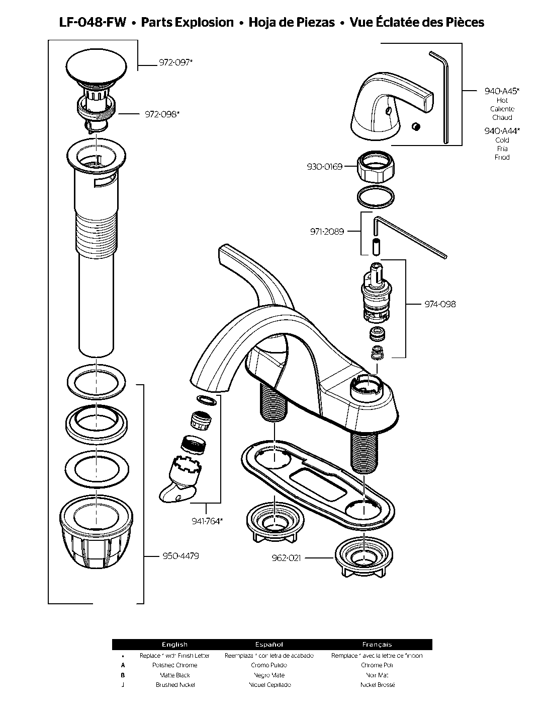 Framework Series 2 Handle 4" Centerset Faucet parts diagram