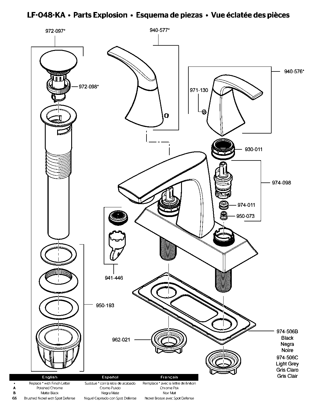 Karci 2-Handle 4" Centerset Bathroom Faucet parts diagram