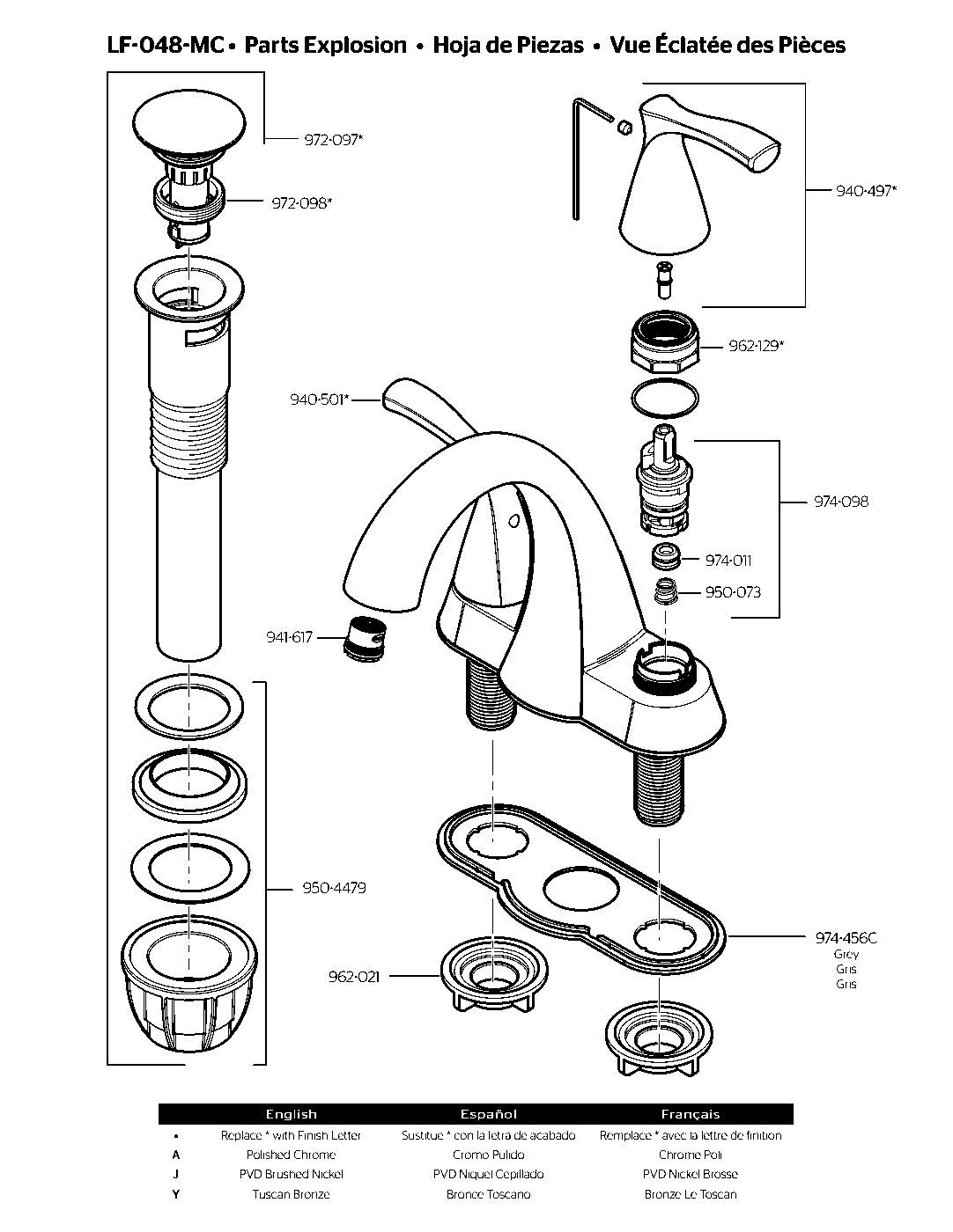Masey 2-Handle 4" Centerset Bathroom Faucet parts diagram