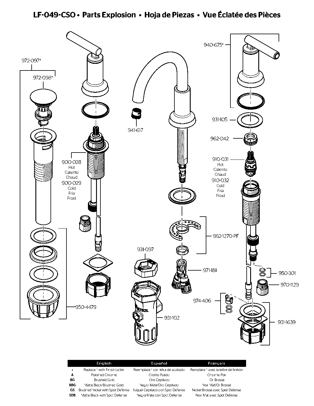 Capistrano 2-Handle 8" Widespread Bathroom Faucet parts diagram