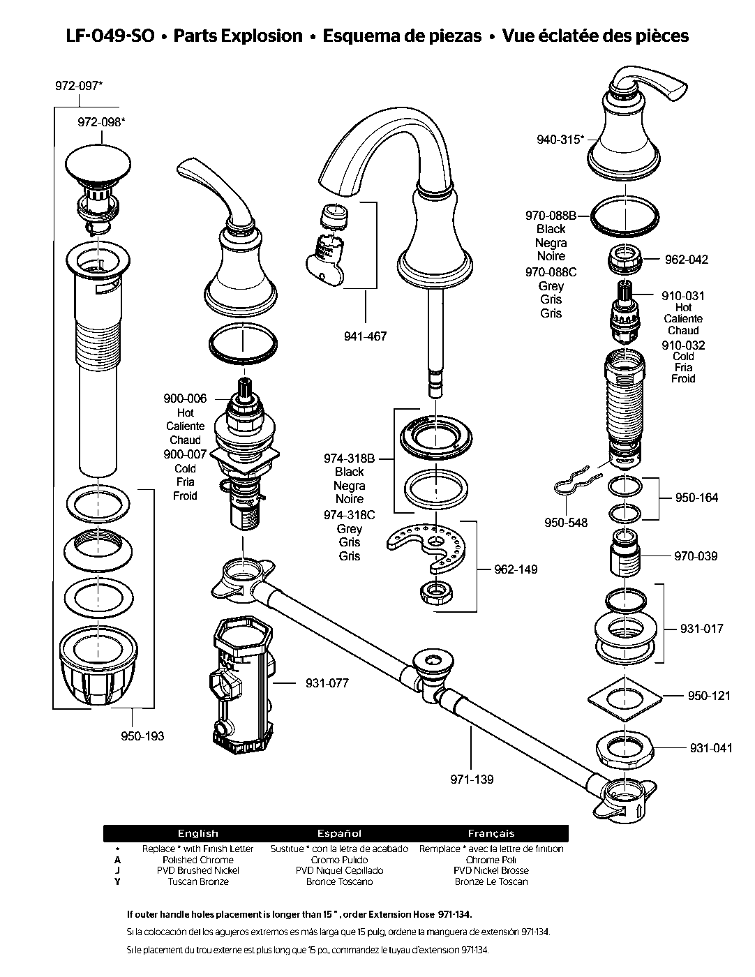 Solita 2-Handle 8" Widespread Bathroom Faucet parts diagram