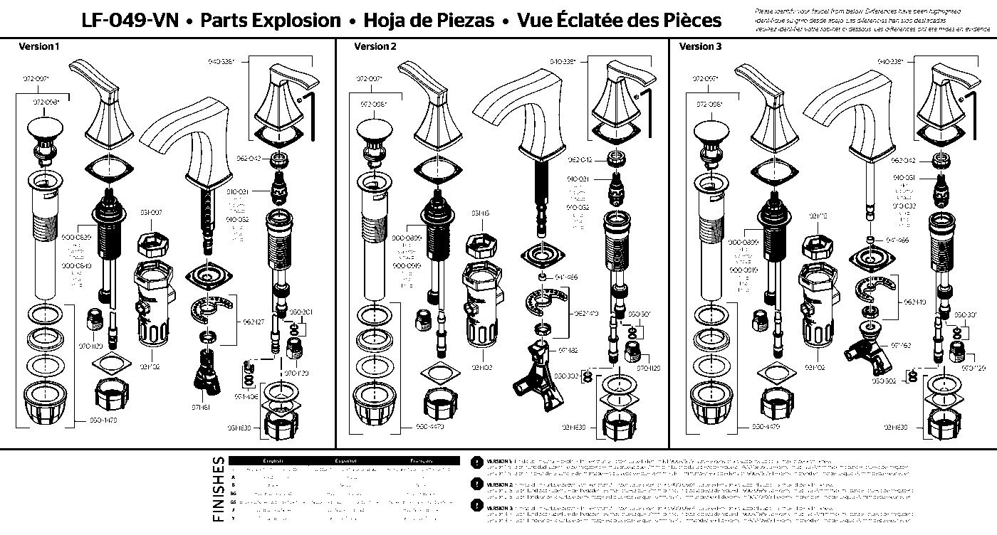 Venturi 2-Handle 8" Widespread Bathroom Faucet exploded parts diagram