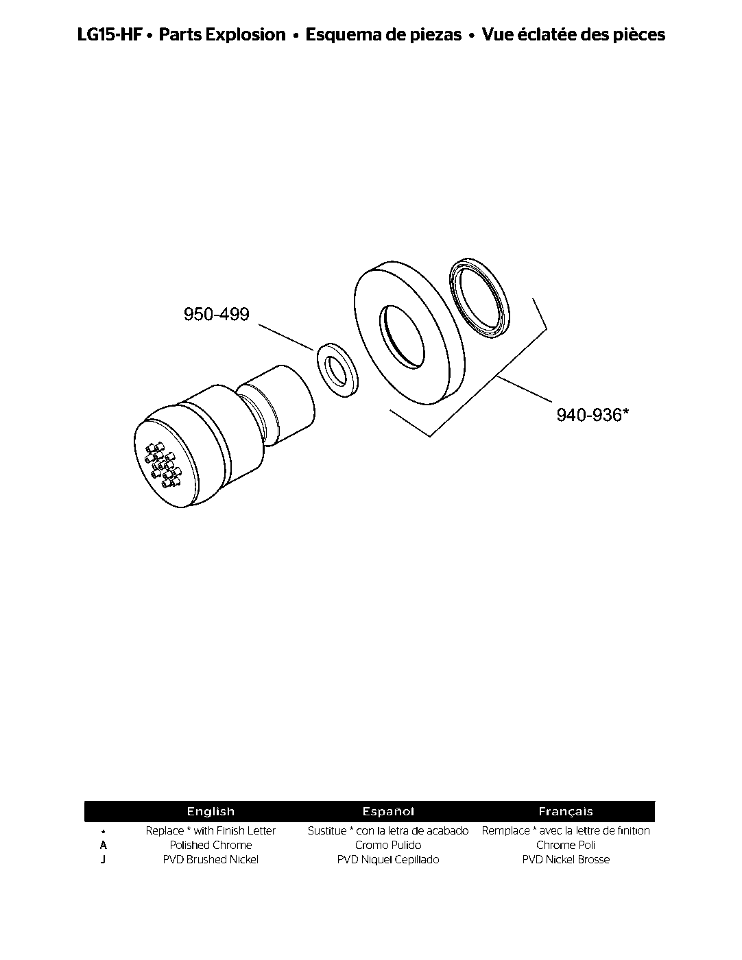 Pfister Body Jet parts diagram