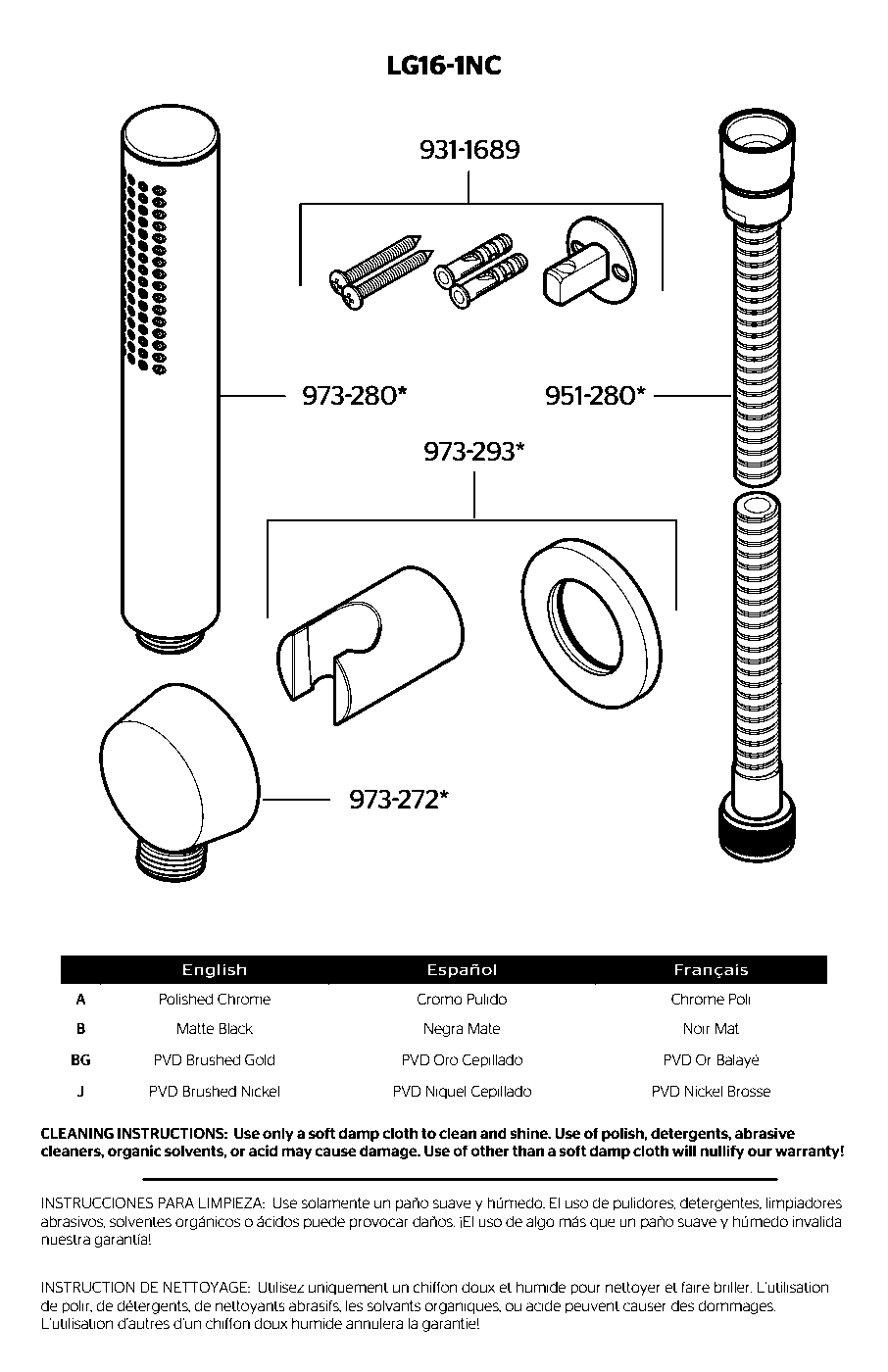 Contempra Hand Shower Kit exploded parts diagram